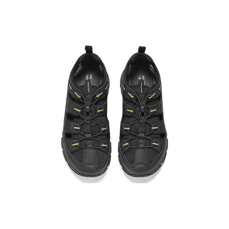 Skechers Мужские сандалии D'Lux Trekker с поддержкой стопы, дышащие, с амортизацией, для активного отдыха, водонепроницаемые, Черно-желтые 237581-BKYL