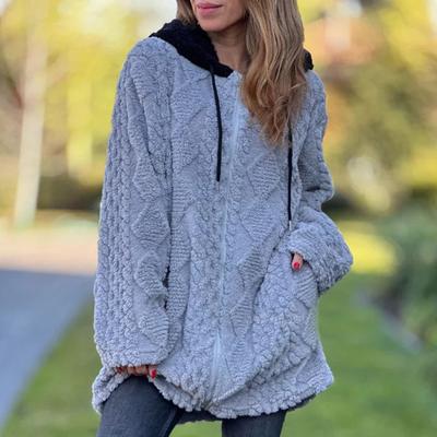 Женская Удобная И Модная Плюшевая Повседневная Толстовка С Капюшоном Однотонная Плюшевая Куртка С Длинными Рукавами На Молнии