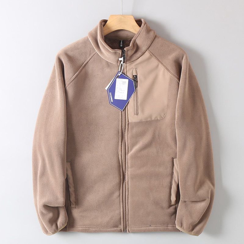 Мужская куртка из поларфлиса Heattech с воротником-стойкой, утепленная флисом, новая свободная модель, осень-зима, утолщенный флисовый свитер