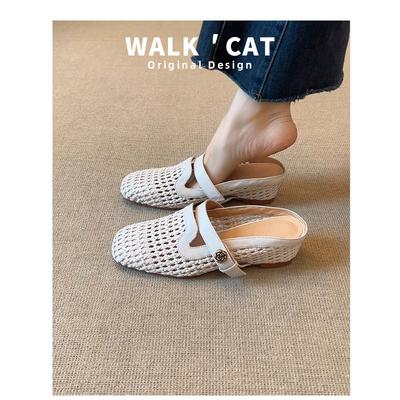 Натуральная кожа~ ретро камелия сумка голова сандалии на одной перемычке ленивые на одной педали уличные тапочки женские летние уличные полушлепанцы