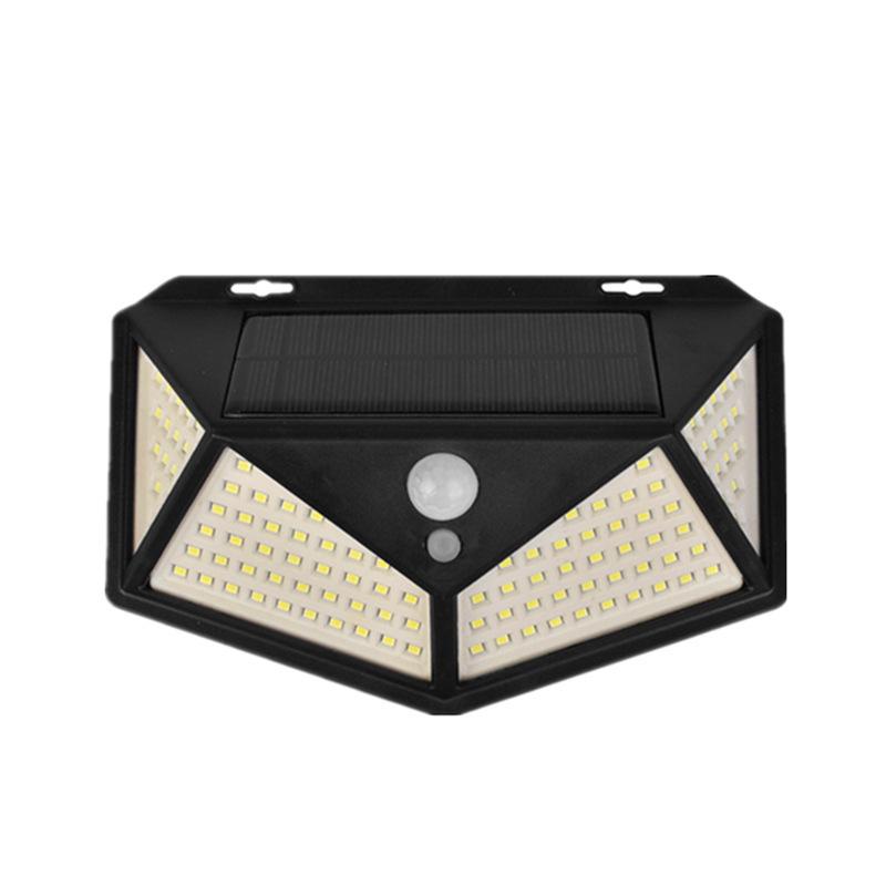 114LED Four-Sided Solar Wall Light with Motion Sensor for Outdoor Use - Ideal for Streets, Villas, and Courtyards.