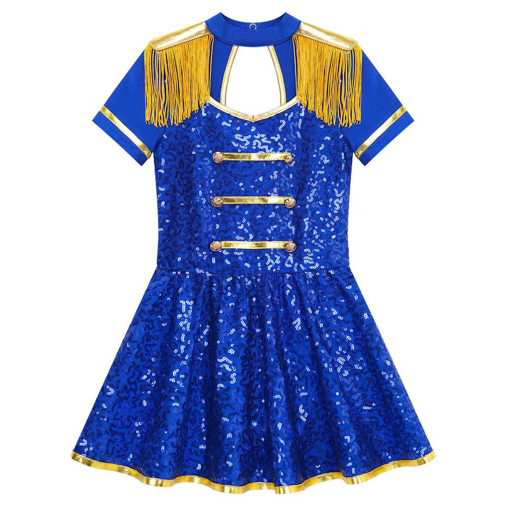 Костюм для девочек, платье с короткими рукавами для выступлений, барабан, мажоретка, карнавальный костюм на Хэллоуин, цирк, нарядное платье