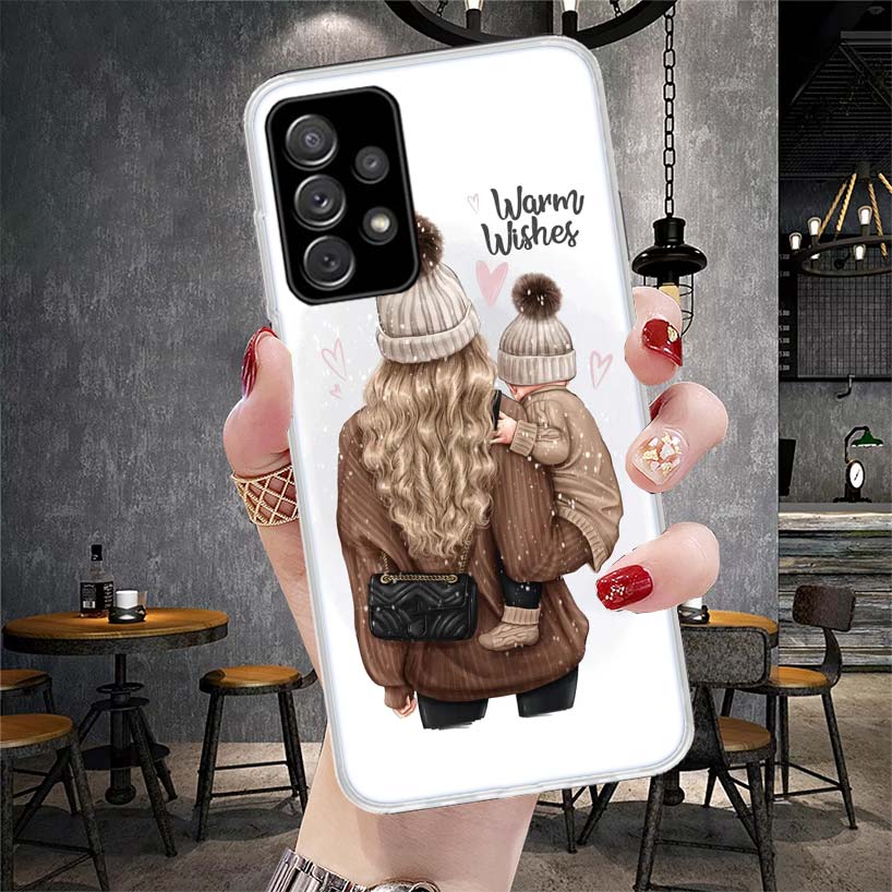 Baby Mom Girls Soft Phone Case For Samsung Galaxy A12 A22 A32 A52 A72 A02S A51 A50S A71 A70 A31 A20S Note 20 Ultra S10 A10S Gala