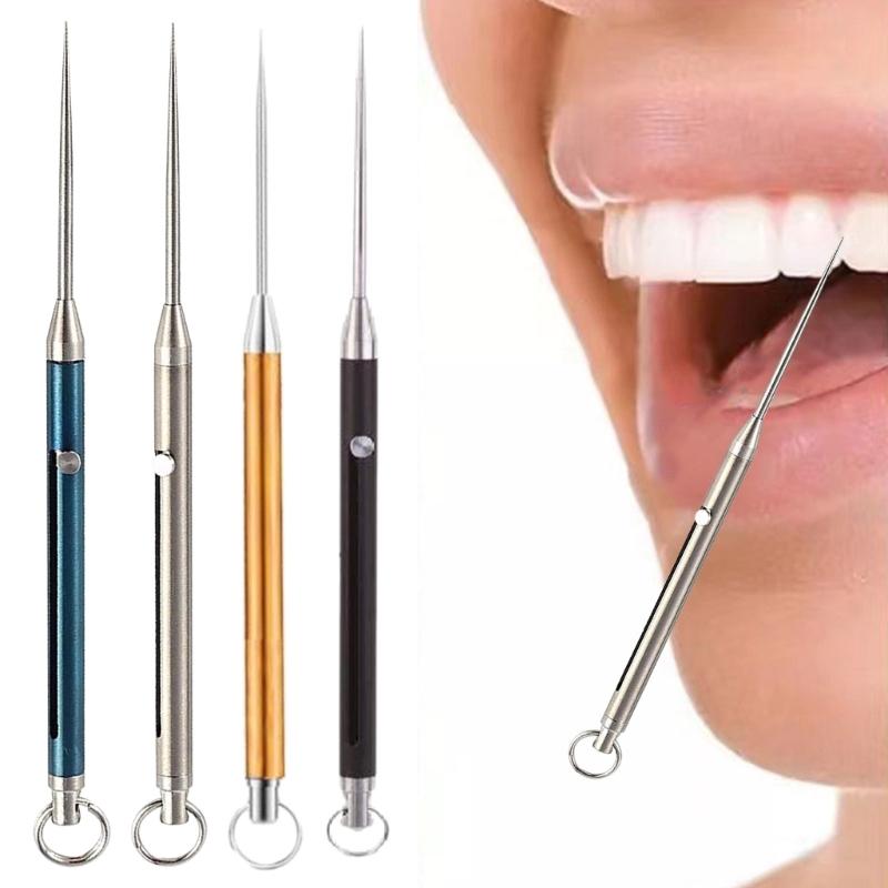 Титановый сплав Зубочистка Портативная Зубочистка Артефакт Фруктовая вилка Выдвижная Зубочистка Брелок для ключей Инструмент для кемпинга и активного отдыха