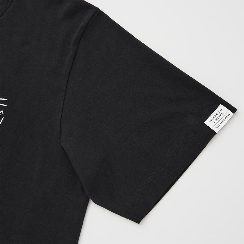 Uniqlo Мужская хлопковая футболка с принтом и круглым вырезом Черный 448582-09