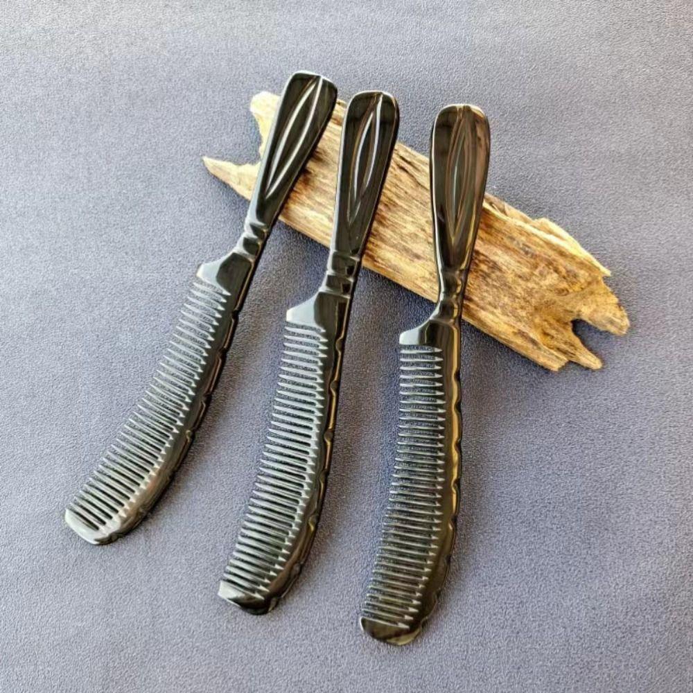 Антистатическая массажная расческа из рога буйвола Гладкая расческа с мелкими зубьями Расческа для волос Расческа из рога с узким краем Женская