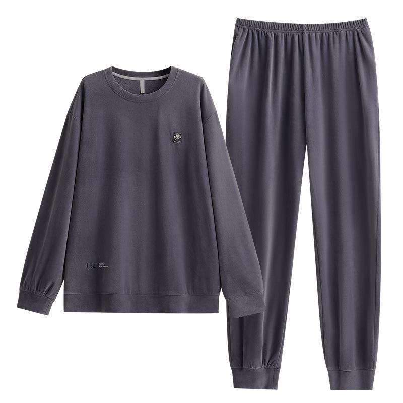 Мужская пижама осень и зима островной флис тонкий флис мужской большой размер коралловый флис домашняя одежда теплый костюм