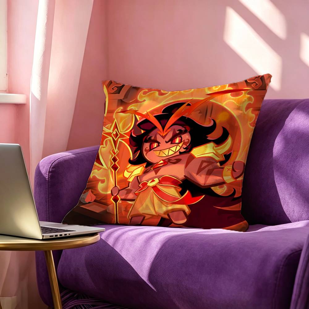 wWhite CCookie Run Kingdom Pillow Case Square DoubleSided Sofa Cushion Cover Bedroom Bedside Pillow