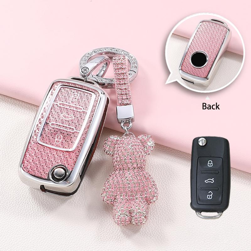 Кристальный ТПУ чехол для ключа, складной, для Volkswagen, для VW Polo, Golf, Passat, Tiguan, T5, Skoda Octavia, Seat Leon, Altea, чехол для ключа, брелок