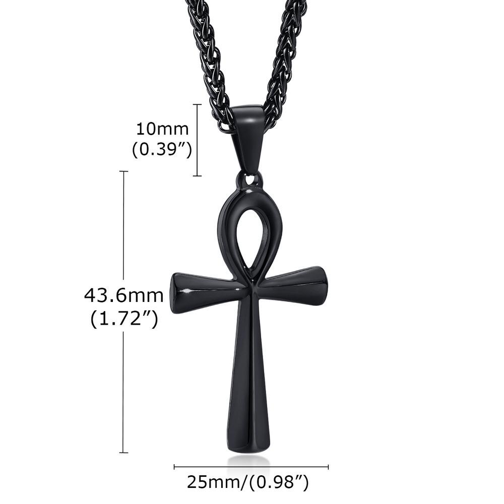 Vnox Religion Egyptian Ankh Crucifix Cross Pendant Necklaces Stainless Steel Symbol of Life Cross Pendants Prayer Gifts Jewelry