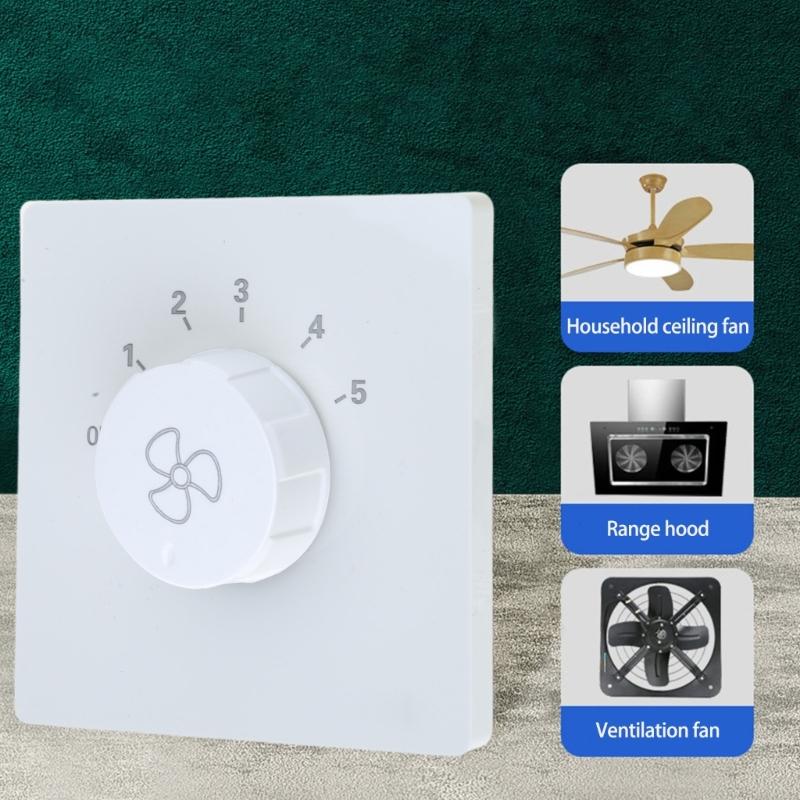 Elegant Wall Ceiling Fan Speed Regulator 5 Gear Adjustable Fan Speed Controller Switching 86 Type Enjoy Easily Operate