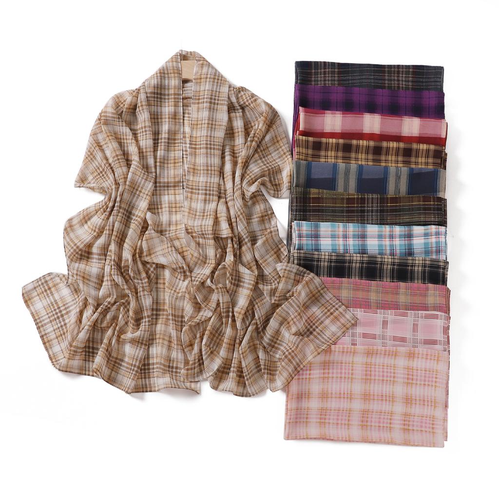 175*70СМ Новый Шарф из Шифона с Длинным Принтом в Клетку, Обернутый Шарф, Мусульманские Женские Хиджабы, Шаль, Рамадан, Женский