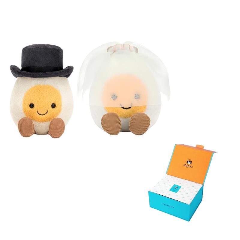 Jellycat Забавная свадебная серия Британский Jellycat Жених и невеста Набор с вареным яйцом Набор кукол Плюшевая кукла Сидячее положение Высота 11 см