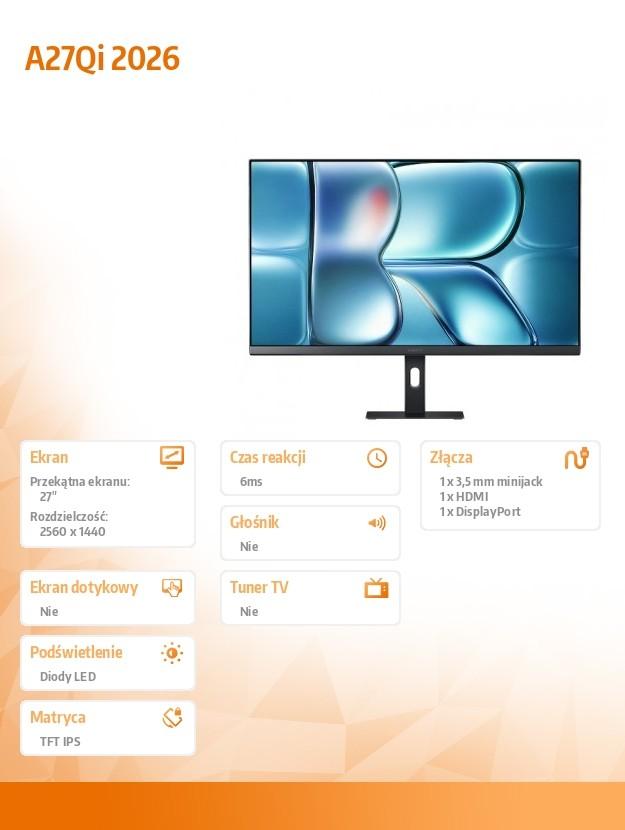 Monitor 27 inch A27Qi 2026 2K