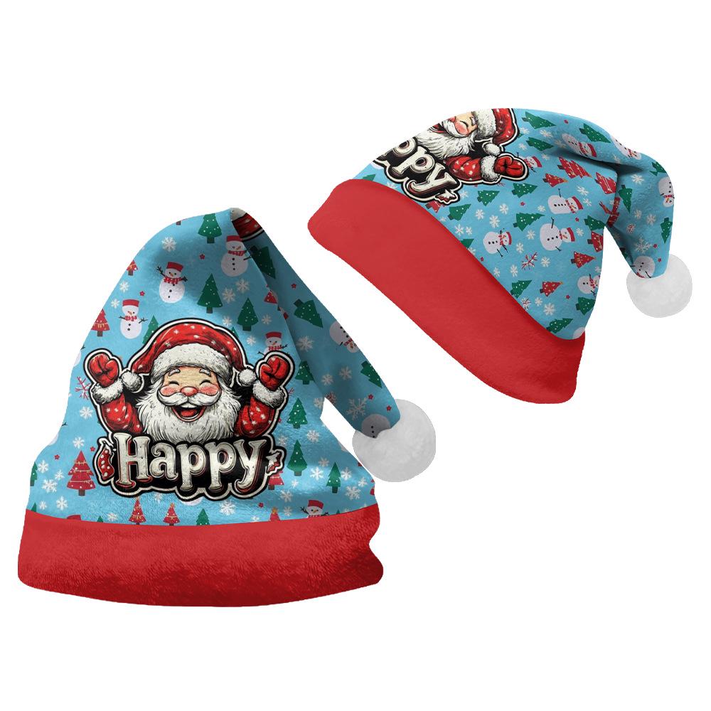 2024 Christmas Short Plush Santa Claus Hat for Adults & Kids - DIY Printed Ornaments