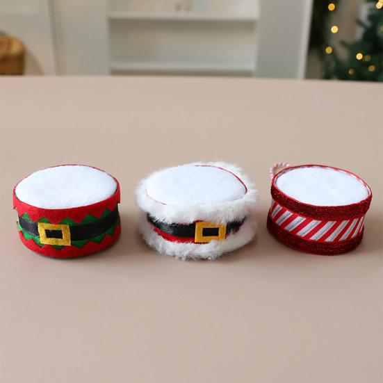 Christmas Drum Hanging Ornament for Tree Decoration Plush Fabric Texture Classic
