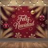 Winter Christmas Background Banner Spanish Christmas Party Decoration Xmas Tree Santa Claus Backdrop Supplies Photography Props