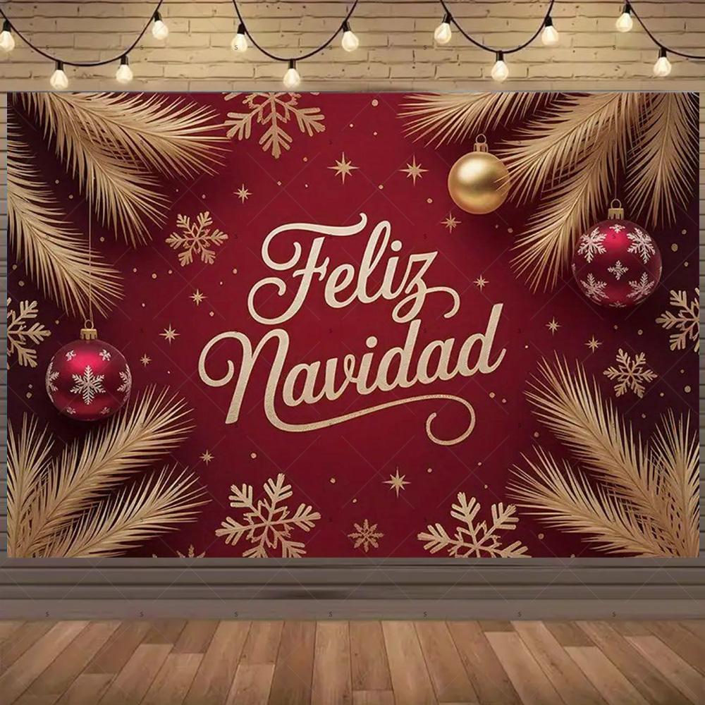 Winter Christmas Background Banner Spanish Christmas Party Decoration Xmas Tree Santa Claus Backdrop Supplies Photography Props