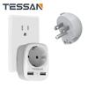 Tessan Travel Adapter EU To USA Socket Adapter with 2 USB, Travel Plug Adapter 2 Pin European Schuko To 3 Pin USA Canada Mexico
