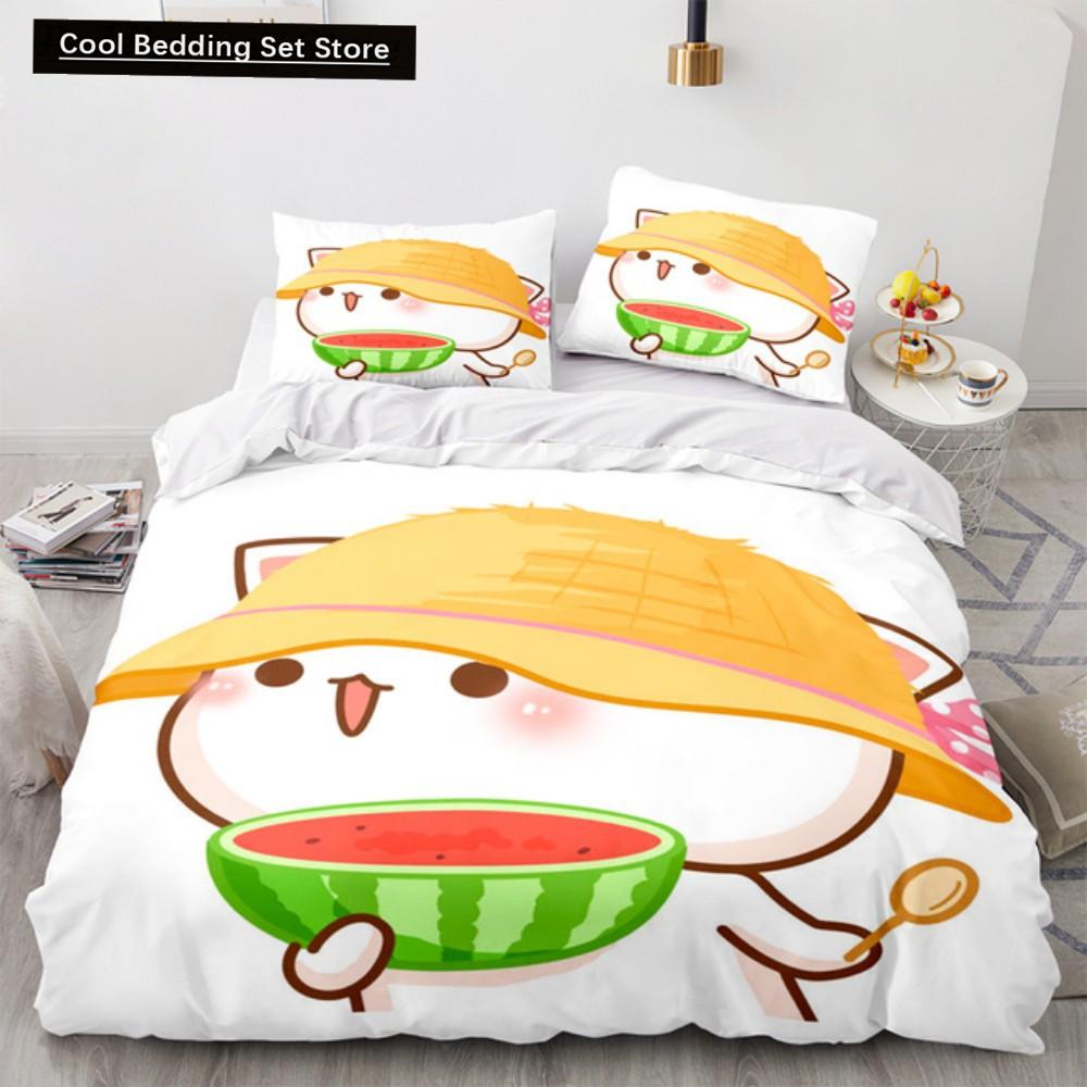 Прекрасный комплект постельного белья с изображением персикового кота, комплекты постельного белья с рисунком, двуспальные, двуспальные, двуспальные, двуспальные, односпальные, полноразмерные, комплект постельного белья для детей и девочек, белое постельное белье