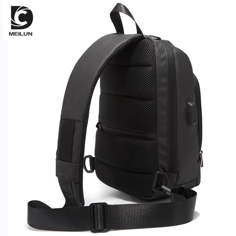 Новая мужская модная противоугонная диагональная сумка на одно плечо в европейском и американском стиле с зарядкой через USB, повседневная однотонная мягкая нагрудная сумка среднего размера