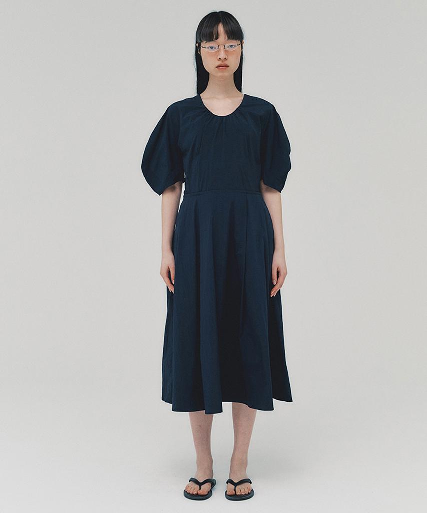 Awi Lantern Sleeve Dress_Dark Navy