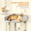 170 cm Large Cat Tree, Cat Tower with 7 Scratching Posts, Tunnel, 2 Condos, Hammock, Perch, Ramp, Pompoms, Light Grey