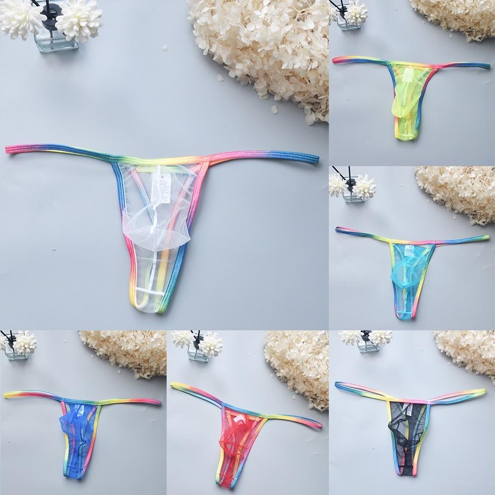 Mens Low Waist Briefs Mesh Thong Underpants Briefs