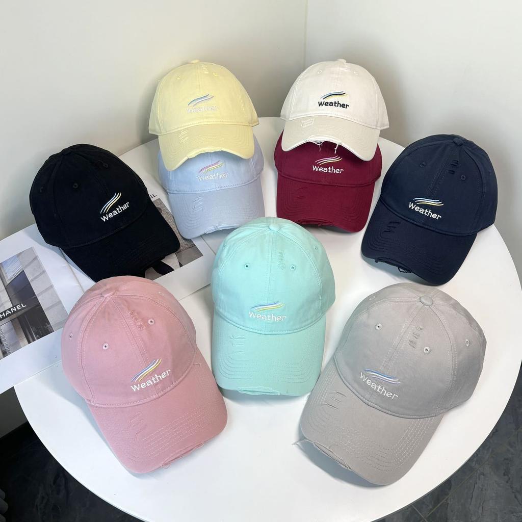 Spring And Summer Letter Embroidery Holes Show Face Small Baseball Cap Women'S Fashion Versatile Trendy Peaked Cap Men