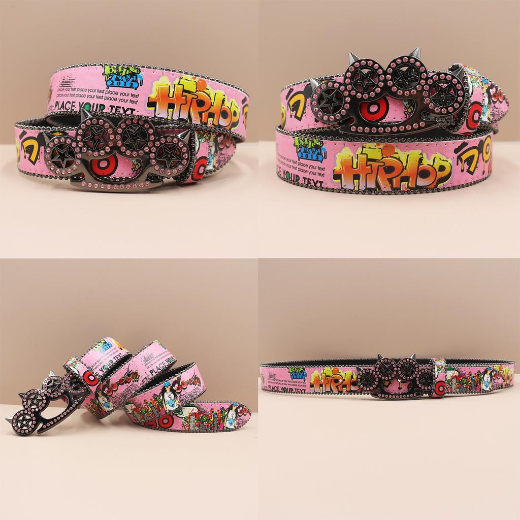 Пряжка «Тигриный коготь» со стразами, гладкая пряжка, принт граффити, повседневный, персонализированный ремень, европейский и американский, универсальный