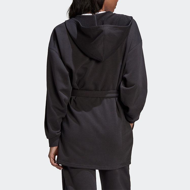 Adidas Оригинальное платье-худи Однотонное С завязками Спортивное Платье А-силуэта Женские платья Черный HU1636