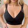 Black Lace Stitching Large Size Bra Without Mold Cup Large Size Underwear