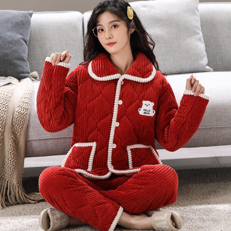 2 шт. Зимняя женская теплая домашняя одежда пижамы женская фланелевая толстая коралловая флисовая милая мультяшная пижама большого размера шерстяная пижама
