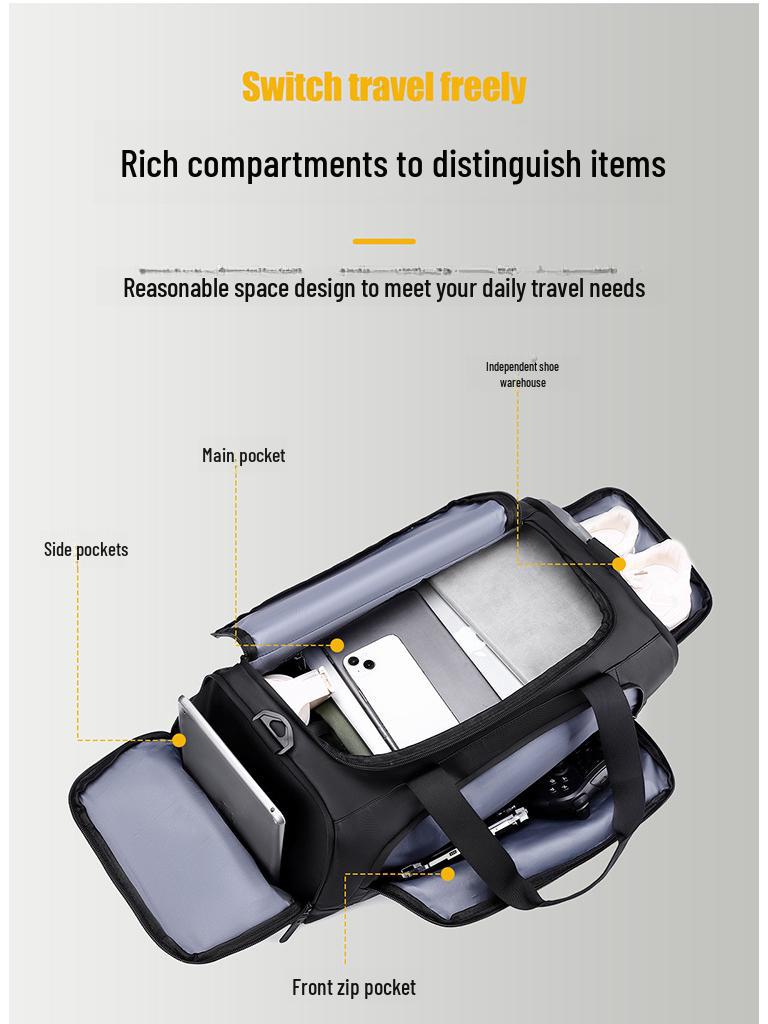 Мужская фитнес-сумка: Портативный, вместительный рюкзак для путешествий и тренировок, с разделением на сухое и влажное пространство