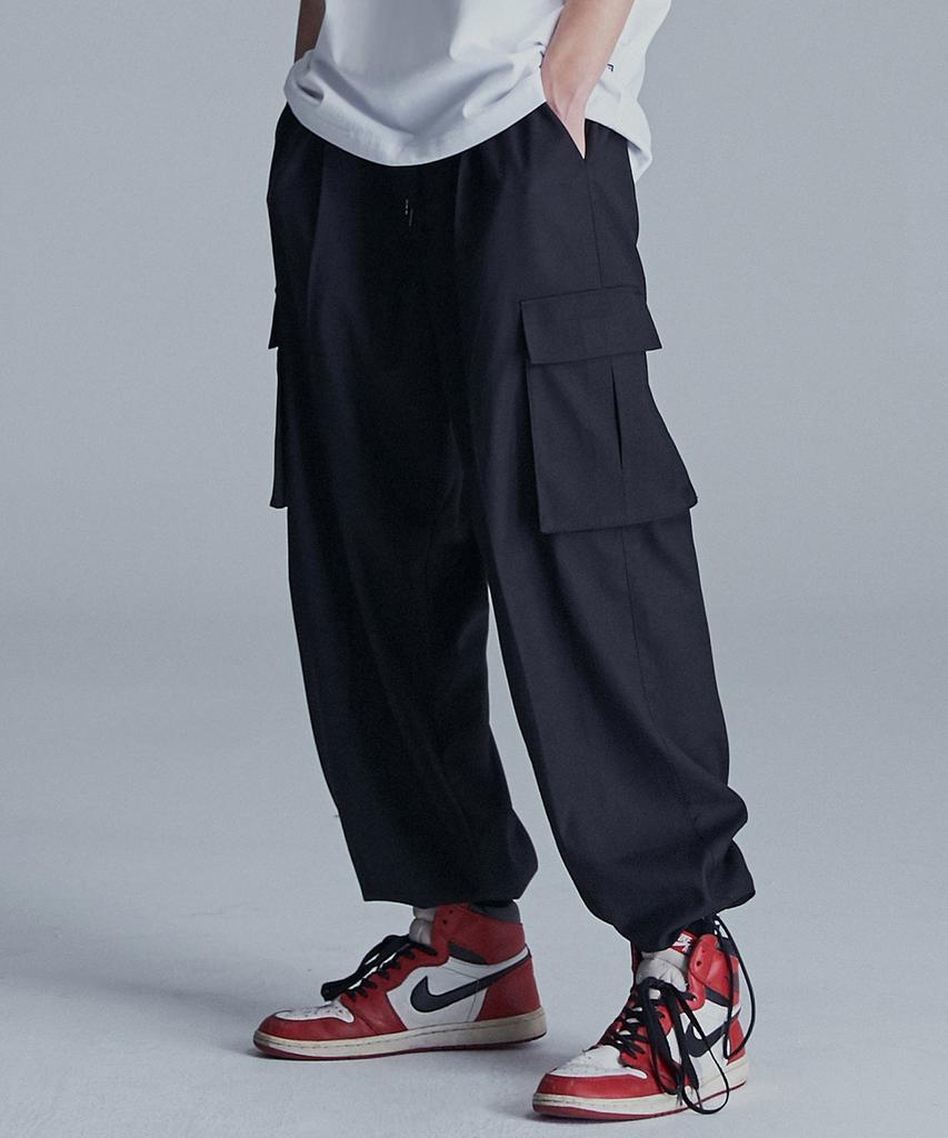 NOT4NERD Wide String Cargo Slacks Pants - Black
