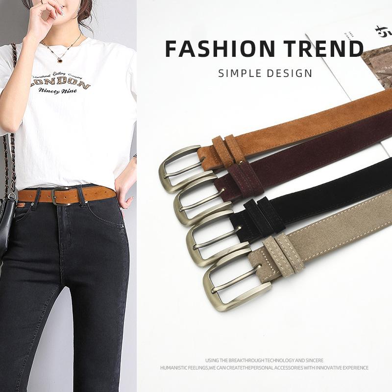 Frosted Belt Women'S Casual Simple Pin Buckle Belt Jeans Decorative Belt Women