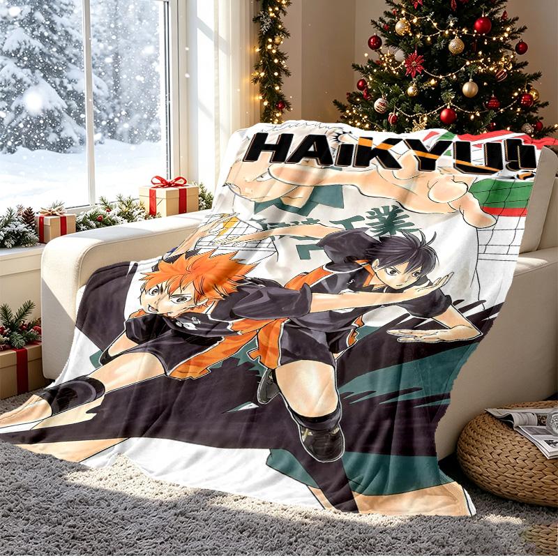 Haikyu Pattern Blanket for Home Decoration, Bed, Sofa, Car Travel, Camping, Suitable for All Seasons, Birthday Christmas Gift