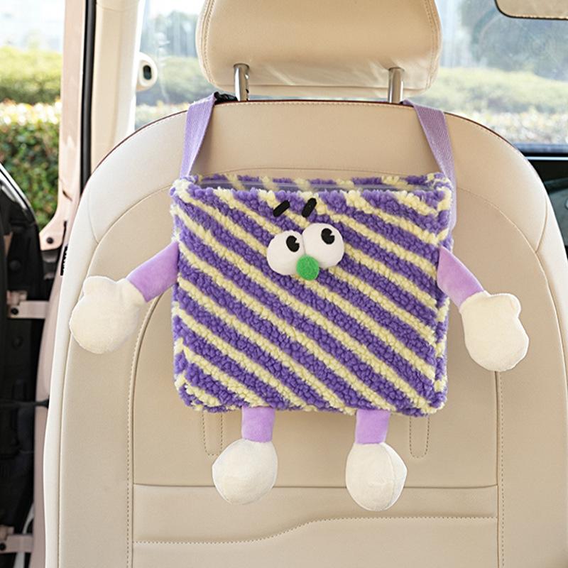 Car storage bucket Cartoon cute car trash can Car seat back hanging storage box storage bucket
