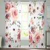 Spring Flowers Leaves Sheer Curtains Bedroom Voile Curtain Living Room Window Sheer Curtains Kitchen Tulle Drapes