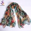 New Blue Orange Silk Scarf Printed  New Brand 100% Pure Silk Scarves Wraps Spring Autumn Female Large Size Long Scarves