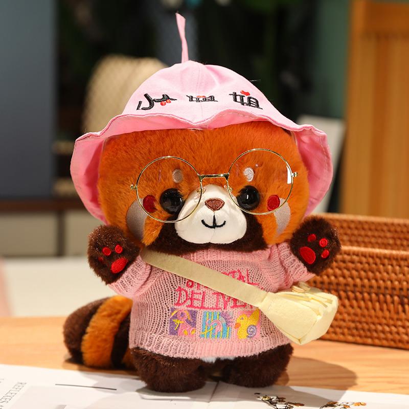 30cm Cute Raccoon Into Red Brown Red Panda Dress Up Plush Toy Plush Animal Soft Pillow Birthday Gift for Children
