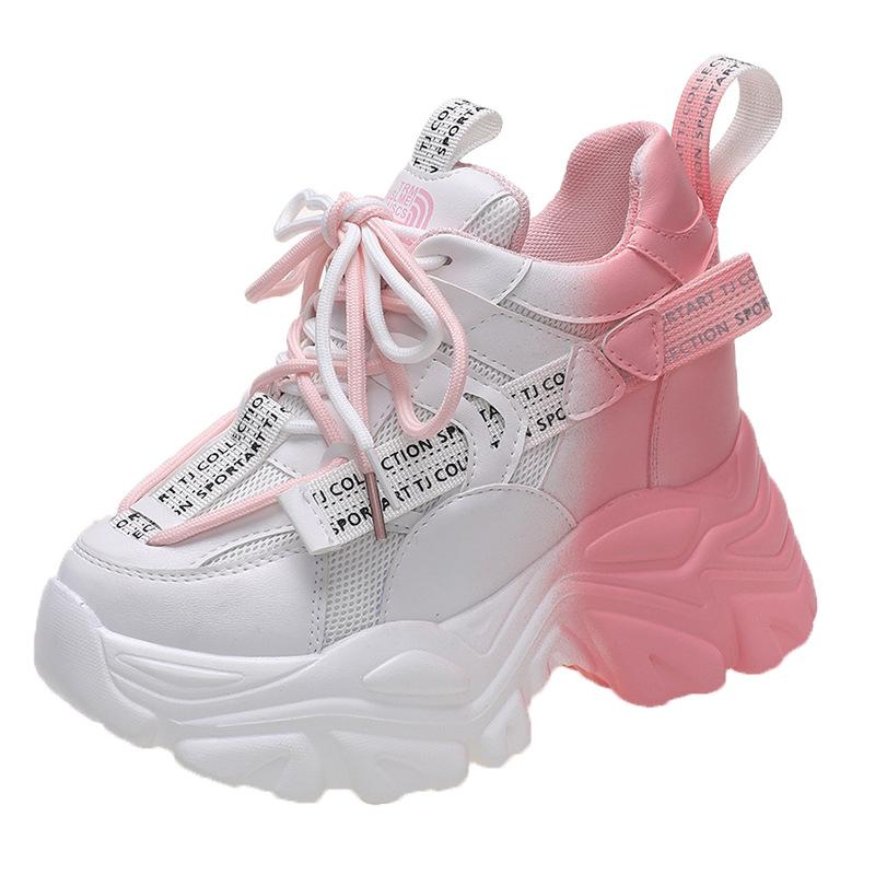 Autumn New Height Increasing Insole Color Matching Muffin Thick Bottom Height Increasing Ladies Sports Casual Shoes