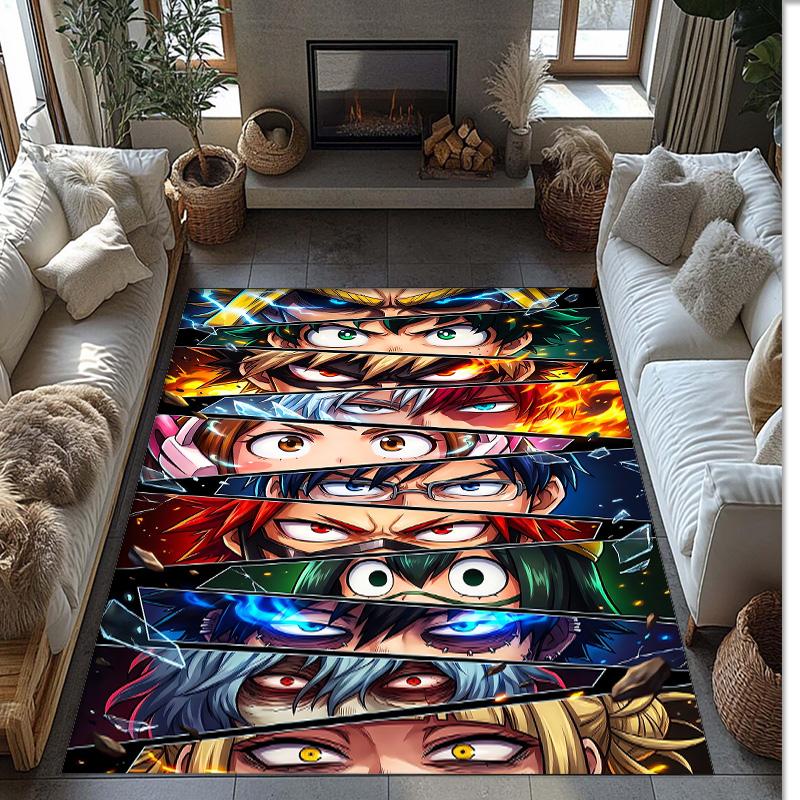 Soft Crystal Velvet Floor Rug,My Hero Academia Anti Slip Decorative Carpet, Plush Area Mat For Indoor Home Decoration