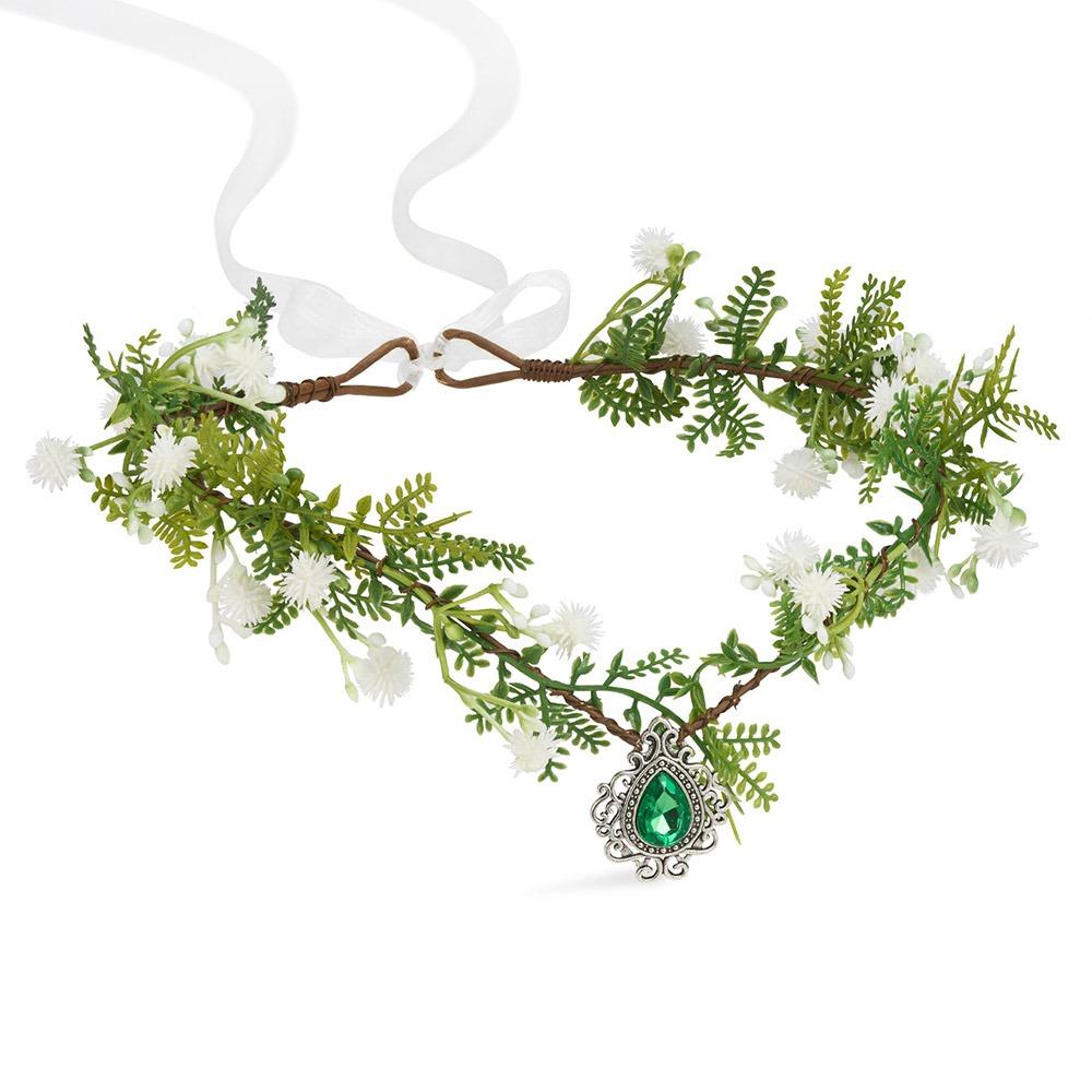 Косплей Фея Цветочная Корона Листьев Костюм на Хеллоуин Эльфийская Принцесса Тиара Лесная Цветочная Повязка На Голову