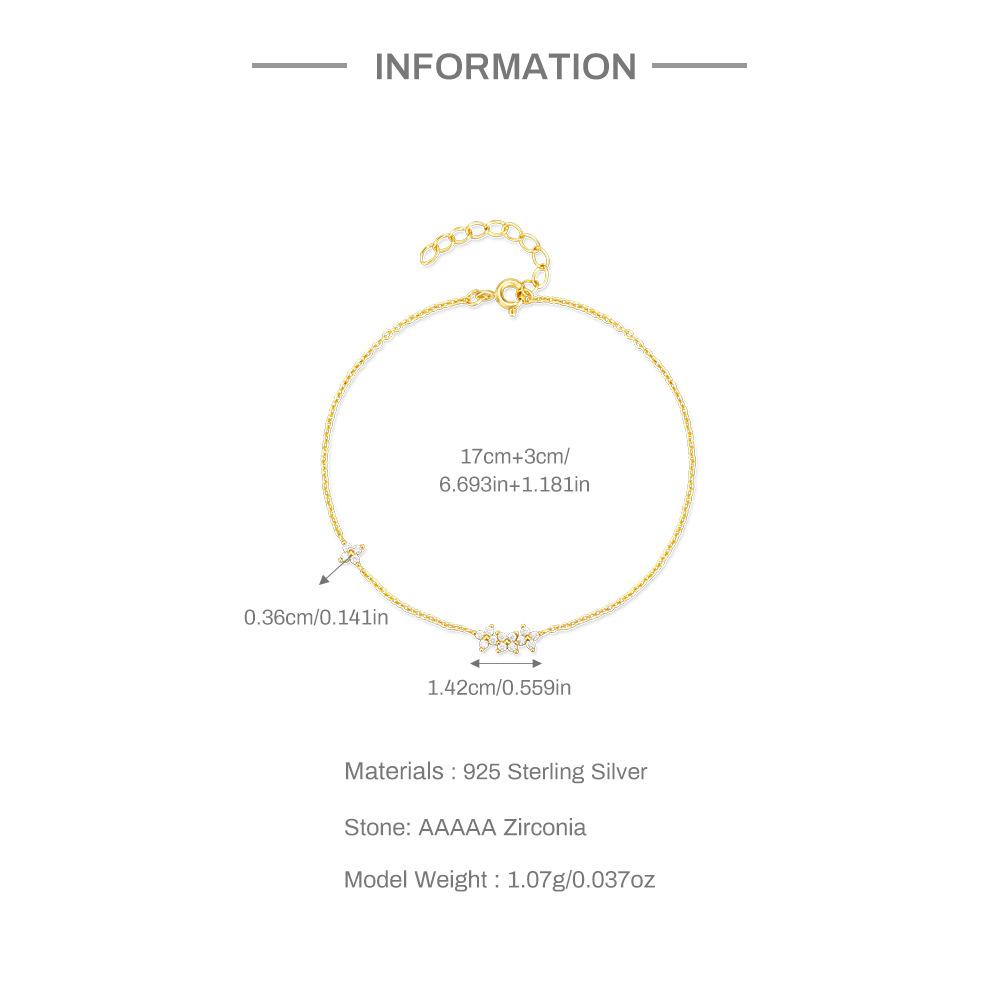 Женский браслет Simple Wind Diamond Petals Four Petals Daily Matching, золото S925 Sterling Silver