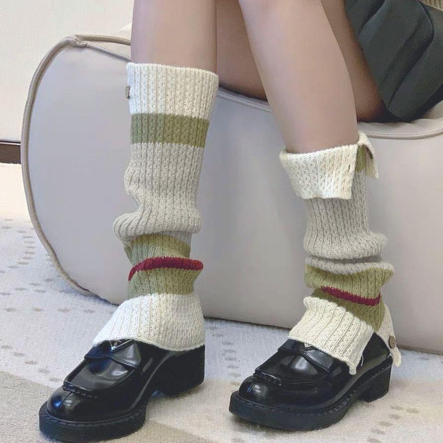 Зимние носки-гетры для снежных ботинок, женские термо-трикотажные леггинсы, форма JK, узор «косы», до середины икры, набивные носки, стиль Y2K