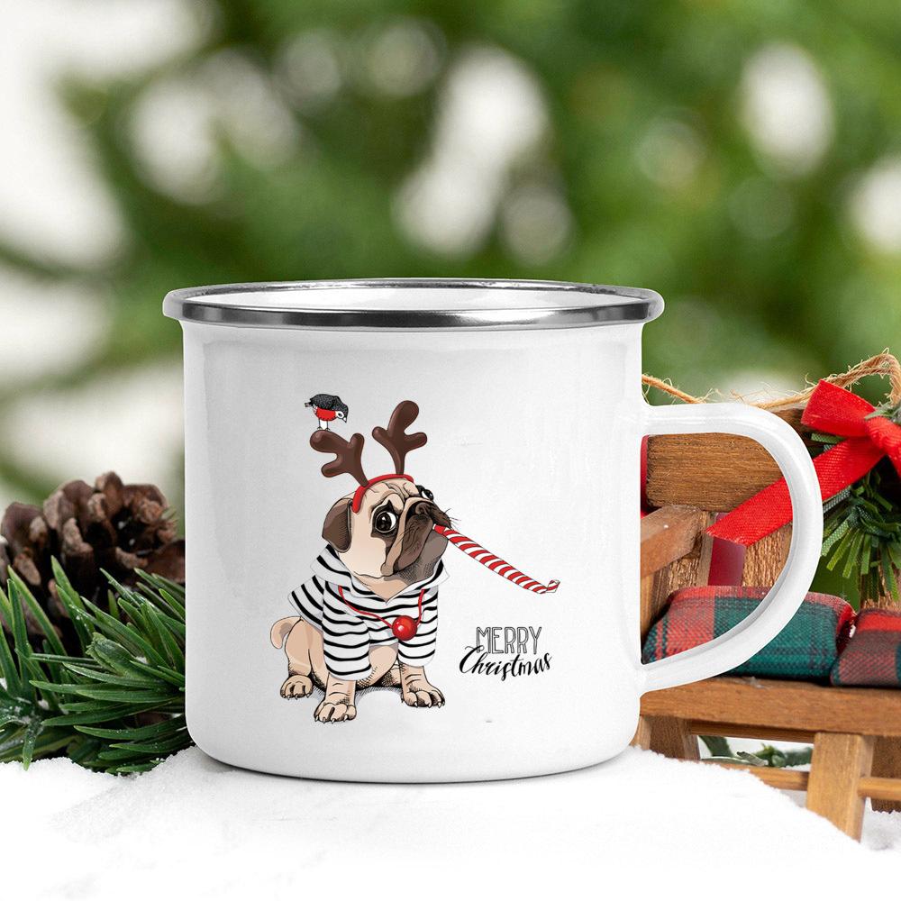 Santa Hat Animal Dog Cat Print Creative Coffee Cup Camping Mug Kawaii Unusual Tea Cup Friends Drinkware Cups To Sublimate Cupshe
