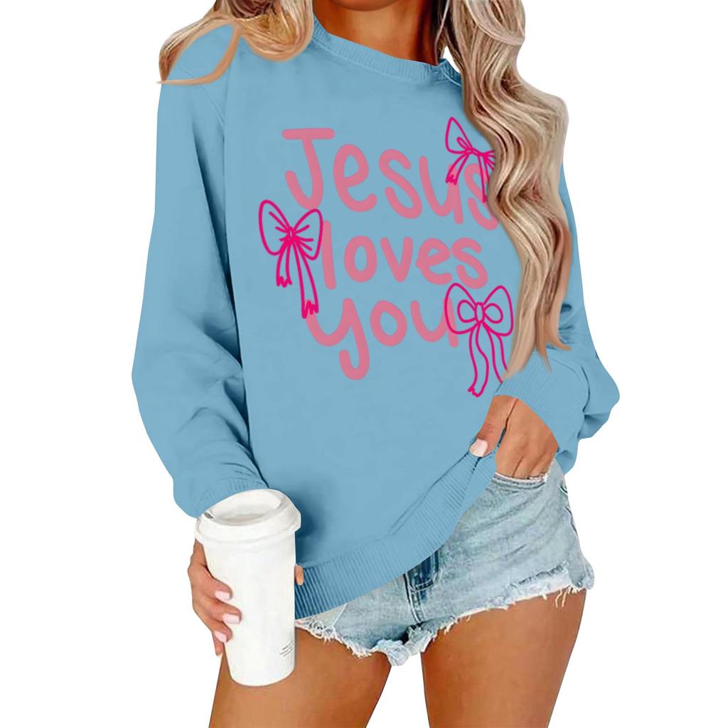 Женская повседневная модная блузка с длинным рукавом и круглым вырезом с принтом и пуловером