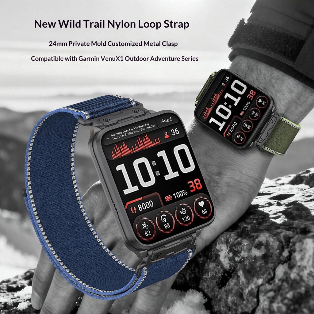 Для Garmin Venu X1 Нейлоновый ремешок-петля с металлическим коннектором Быстросъемный Дышащий ремешок для часов