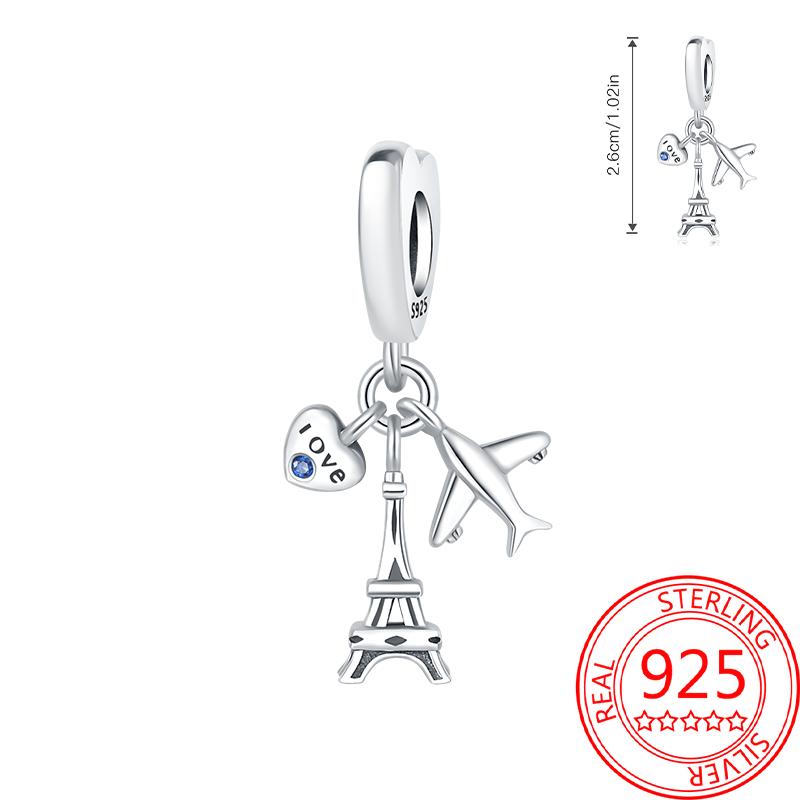 Copper Metal Paris Tower Aircraft Travel Charm Bead Component Pendant Bead Component Bead Components Compatible With Charm Bead Component Authentic
